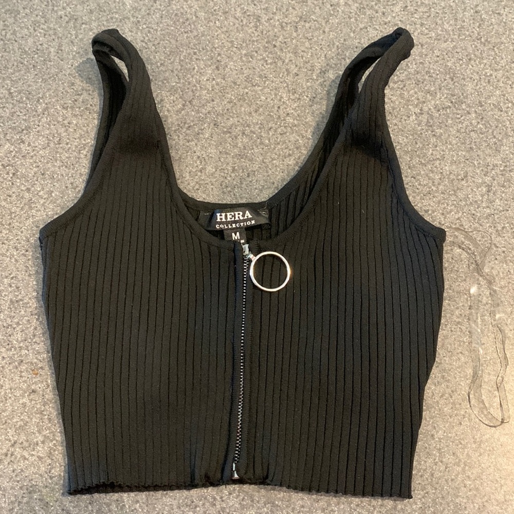 Black Zip up tank top